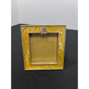 Green Tree Gallery Yellow Enamel Rhinestone Silver Beaded Mini Picture Frame 2x3